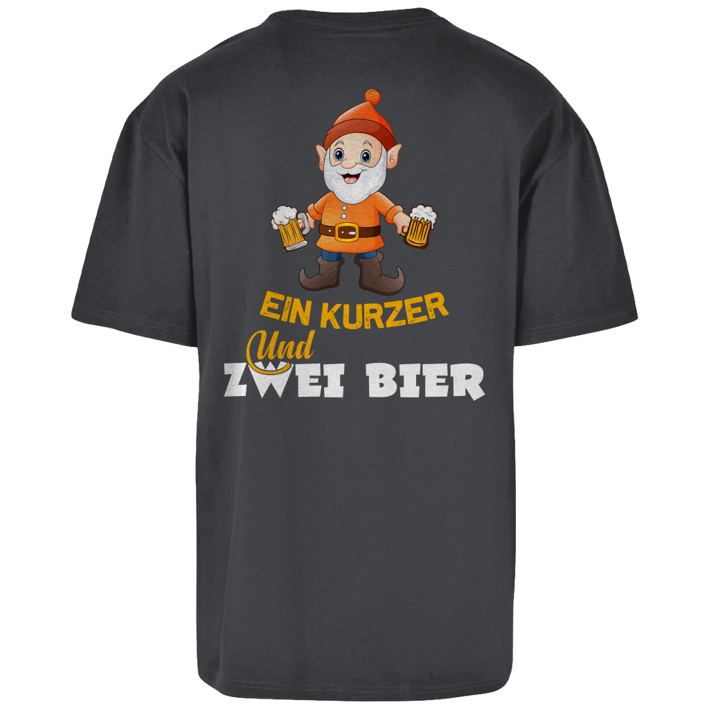 Premium Oversized T-Shirt "Ein Kurzer und zwei Bier" (Backprint)