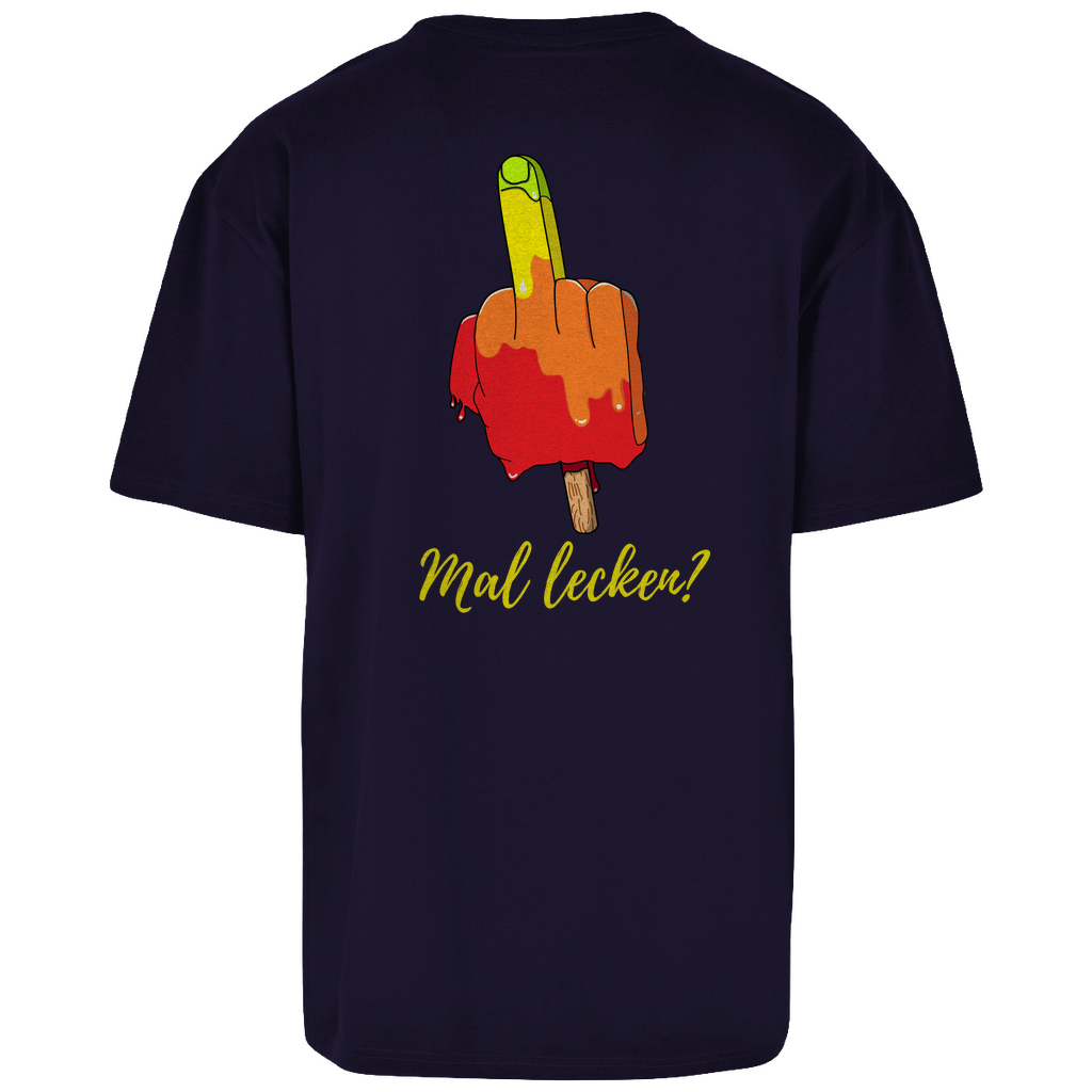 Premium Oversized T-Shirt "mal lecken?" (Backprint)