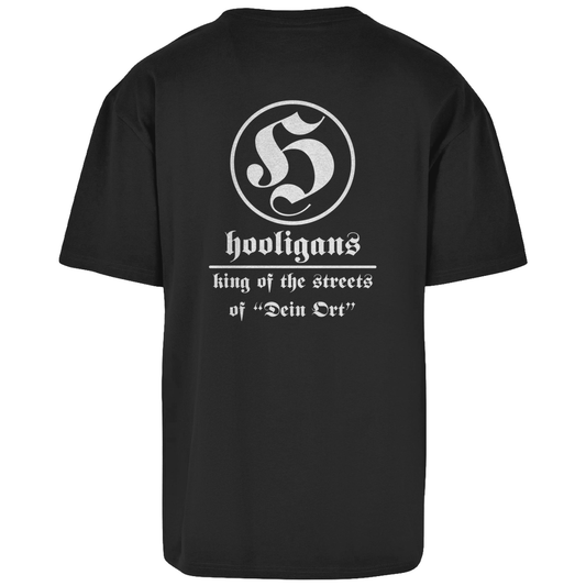 Premium Oversized T-Shirt "Hooligans - Kings of the streets" (personalisierbar) (Backprint)