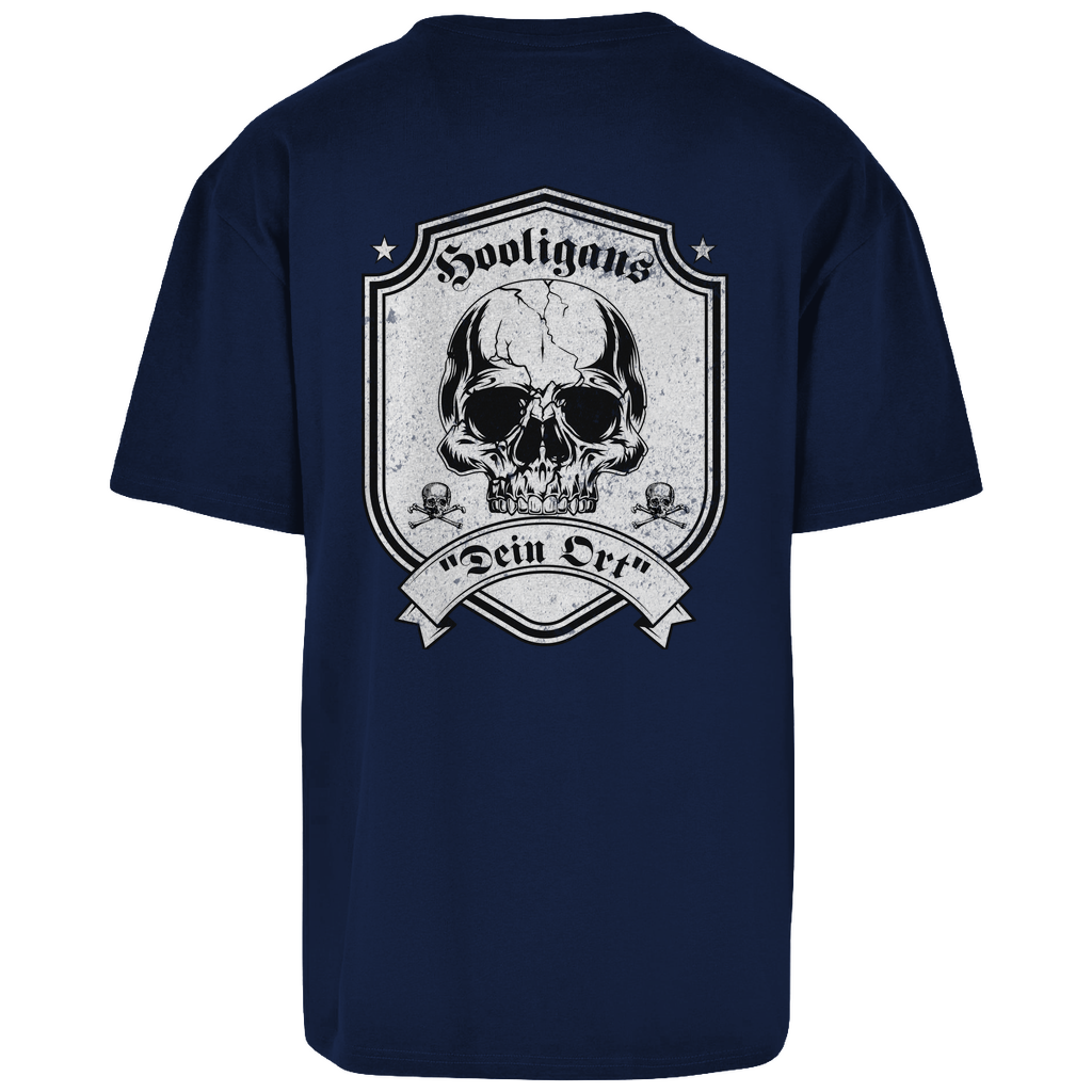 Premium Oversized T-Shirt "Hooligans - Skull" (personalisierbar) (Backprint)