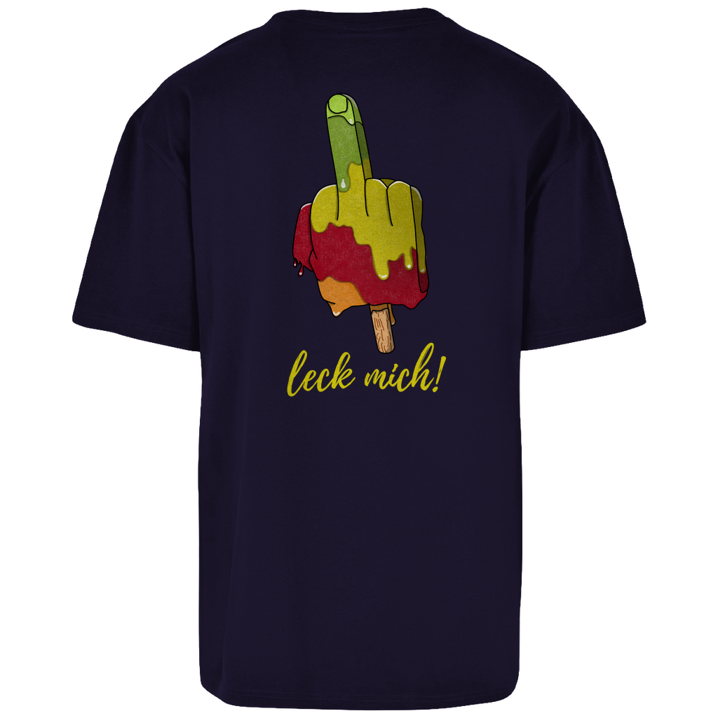 Premium Oversized T-Shirt "leck mich!" (Backprint)