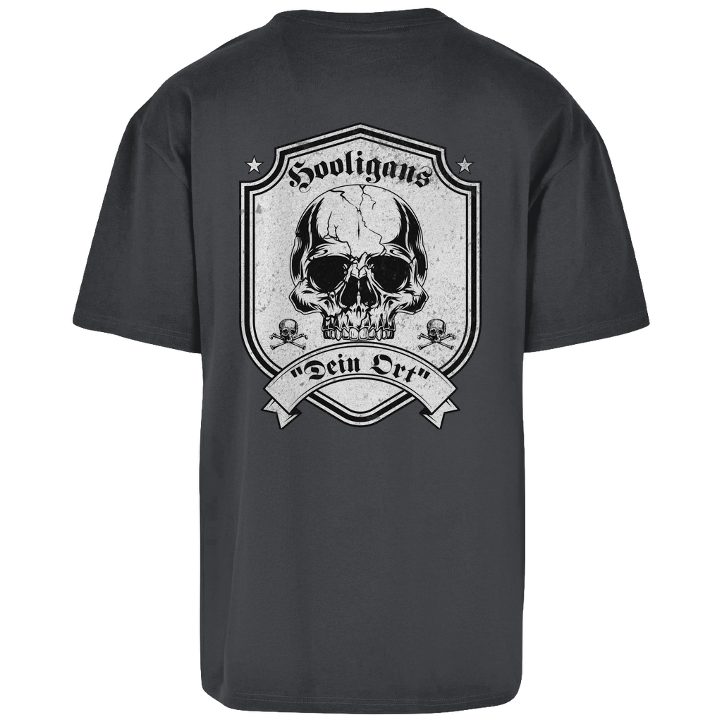 Premium Oversized T-Shirt "Hooligans - Skull" (personalisierbar) (Backprint)