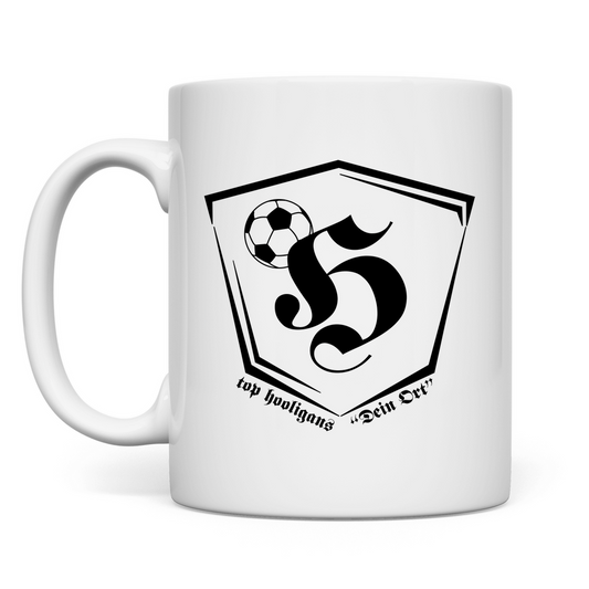 Premium Tasse "Top Hooligans Headquarters" (personalisierbar)