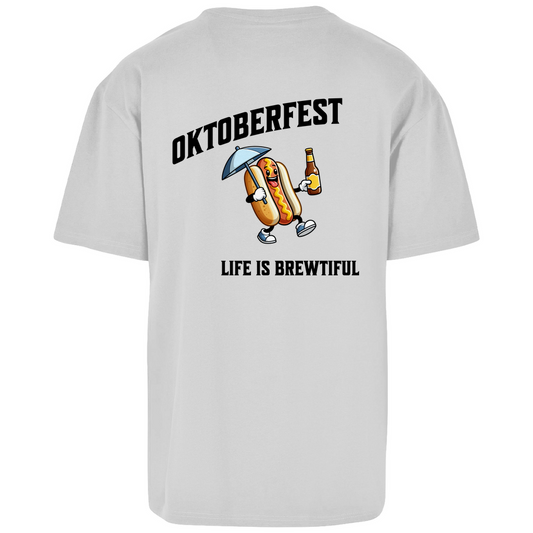 Premium Oversized T-Shirt "Life is brewtiful" (Backprint)