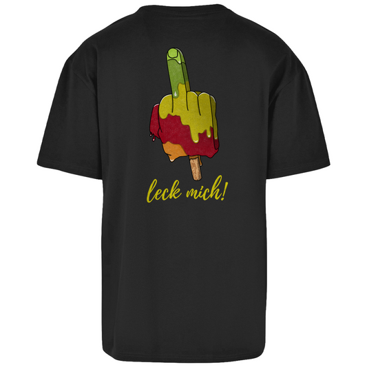 Premium Oversized T-Shirt "leck mich!" (Backprint)