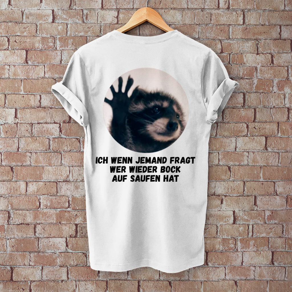 Premium T-Shirt "Waschbär Saufi" (Backprint)